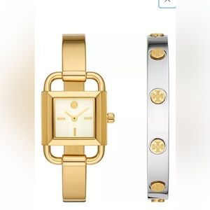 Tory Burch Phipps Gold-Tone Stainless Steel Bracelet Watch 22mm Gift Set TBW7257